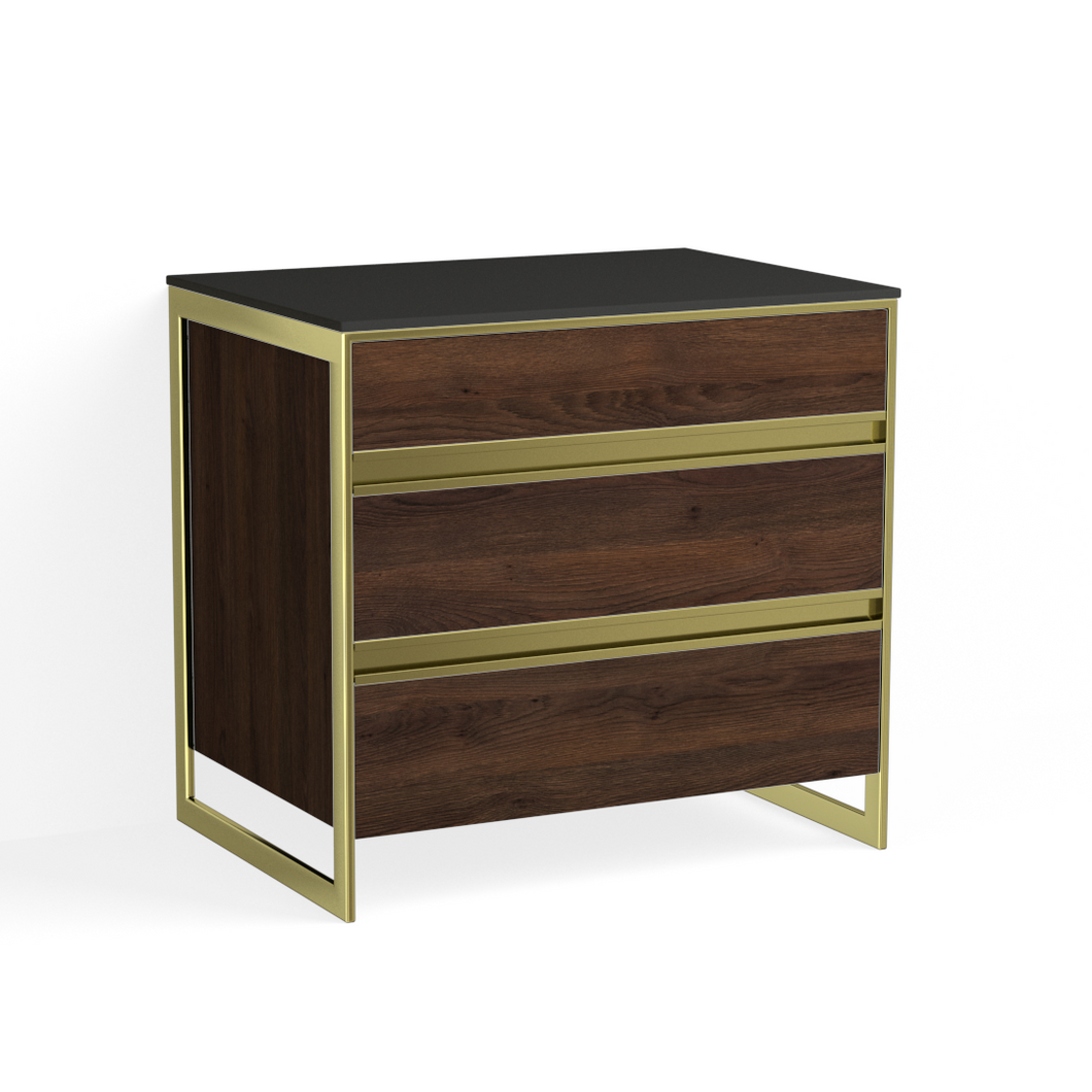 Avento Closed Nightstand-Satin Brass and Russet