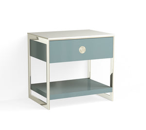 Alton Open Nightstand-Polished Nickel and Ocean Metallic