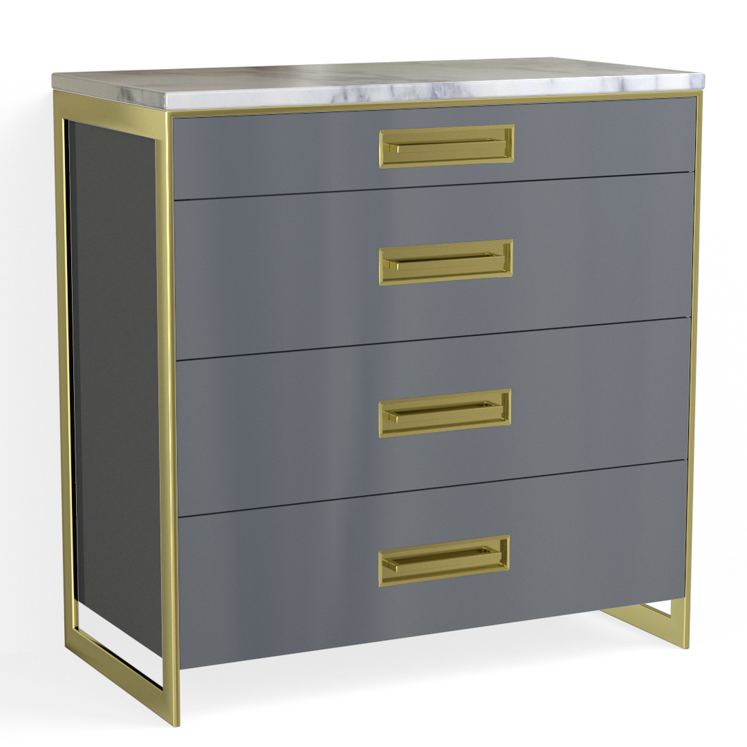 Alton 4 Drawer Dresser-Satin Brass and Sea Serpent