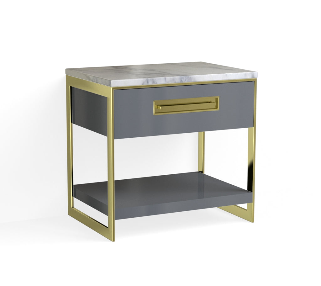 Alton Open Nightstand-Satin Brass and Sea Serpent