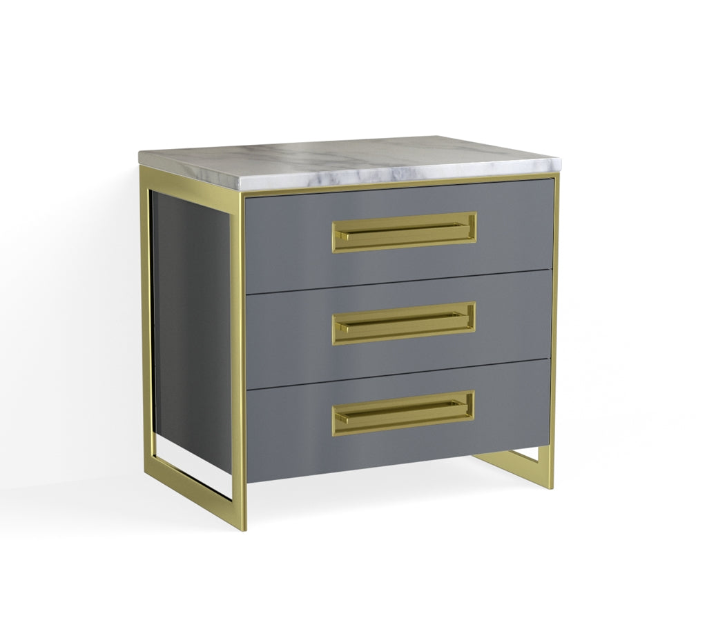 Alton Closed Nightstand-Satin Brass and Sea Serpent