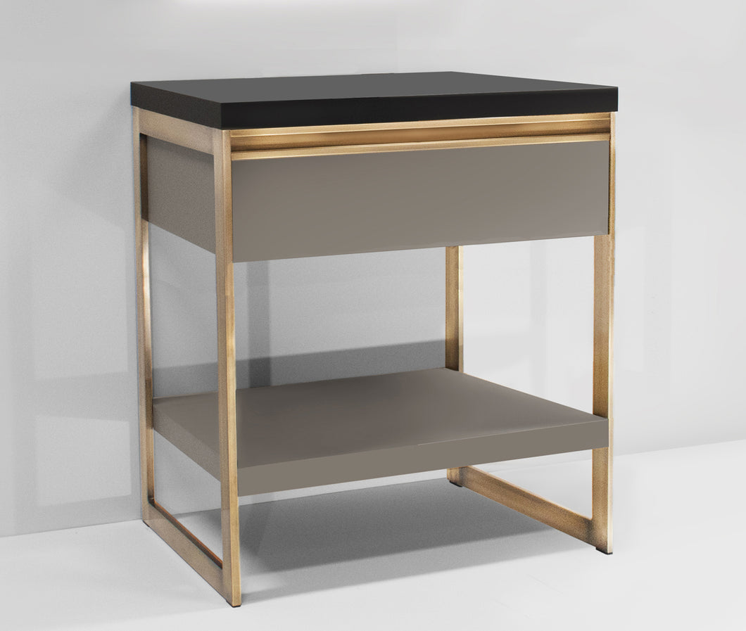Avento Open Nightstand-Antique Brass and Ottawa Beige Fenix